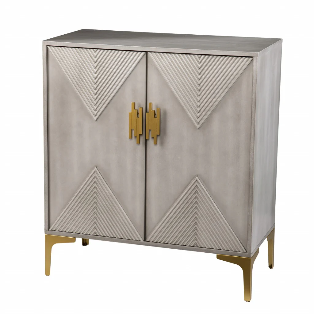 Graywash Textured Geo Contemporary Accent Cabinet By Homeroots - Image 5