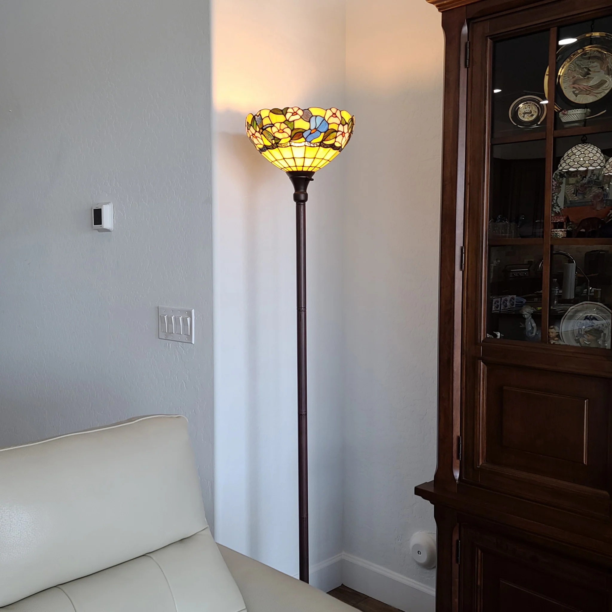 Green And Black Floor Lamp With Green Glass Bowl Shade By Homeroots - Image 8