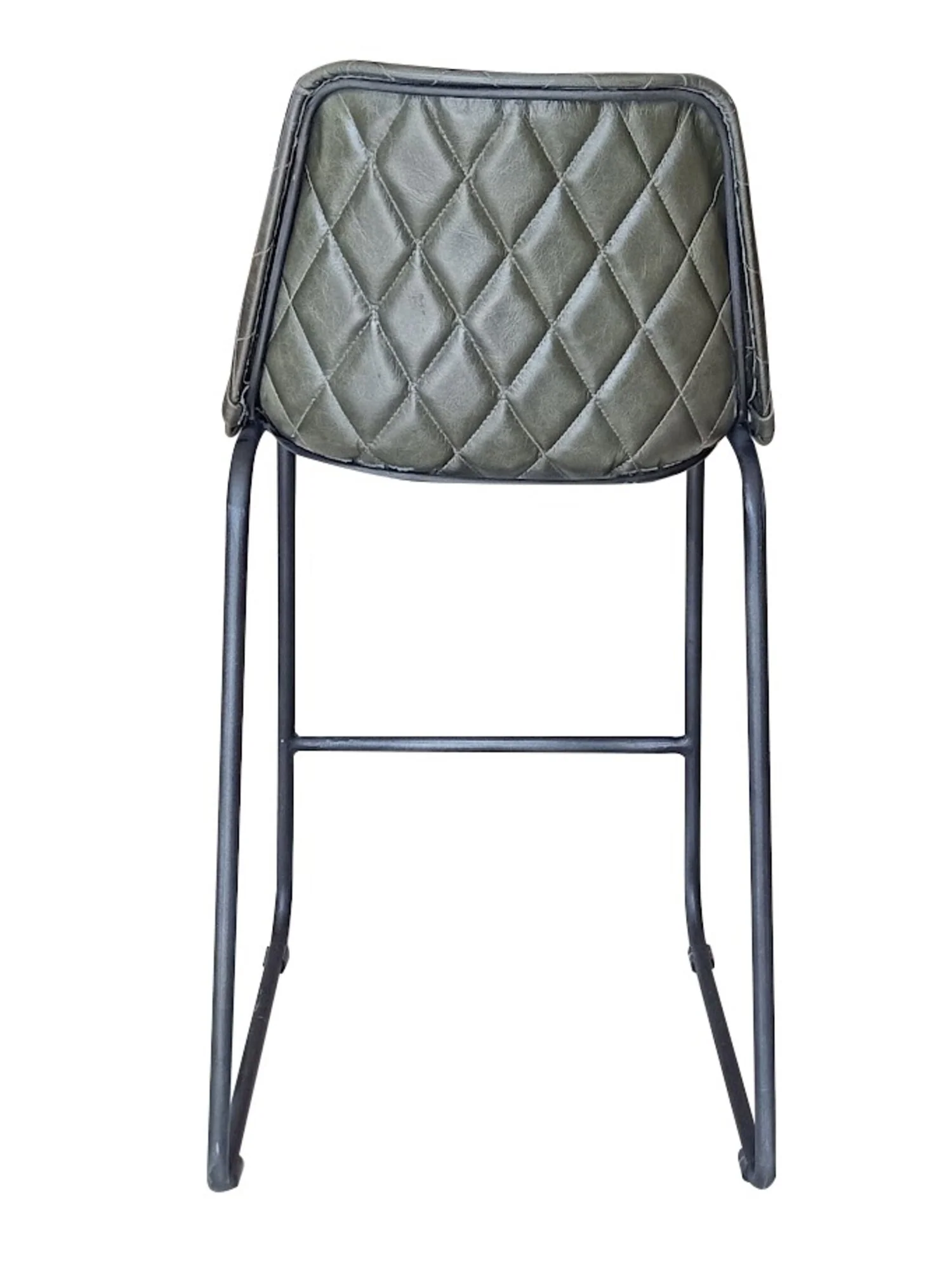 Green and Black Leather and Iron Counter Height Bar Chair By Homeroots - Image 3
