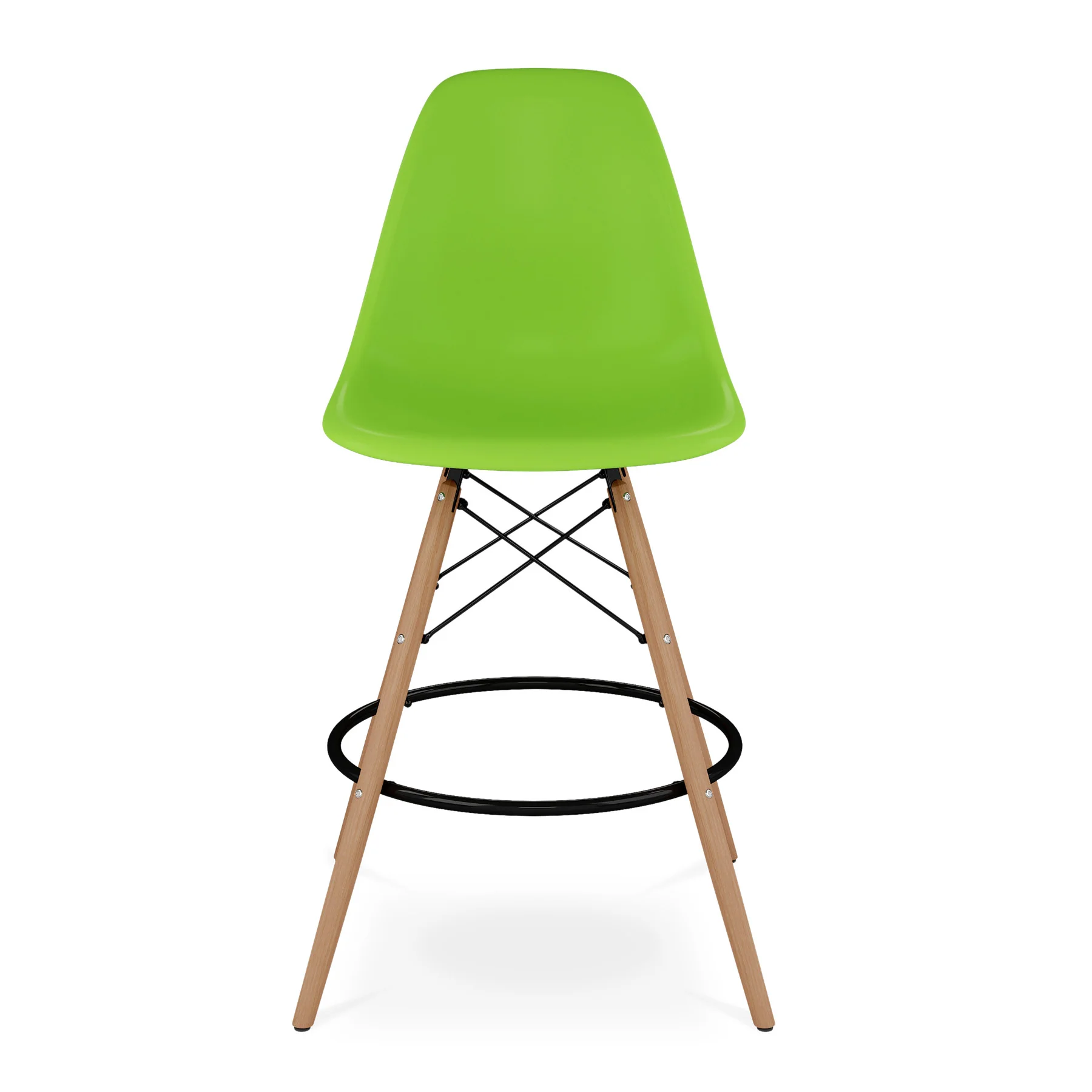 Green And Brown Heavy Duty Plastic And Solid Wood Counter Height Bar Chair By Homeroots - Image 2