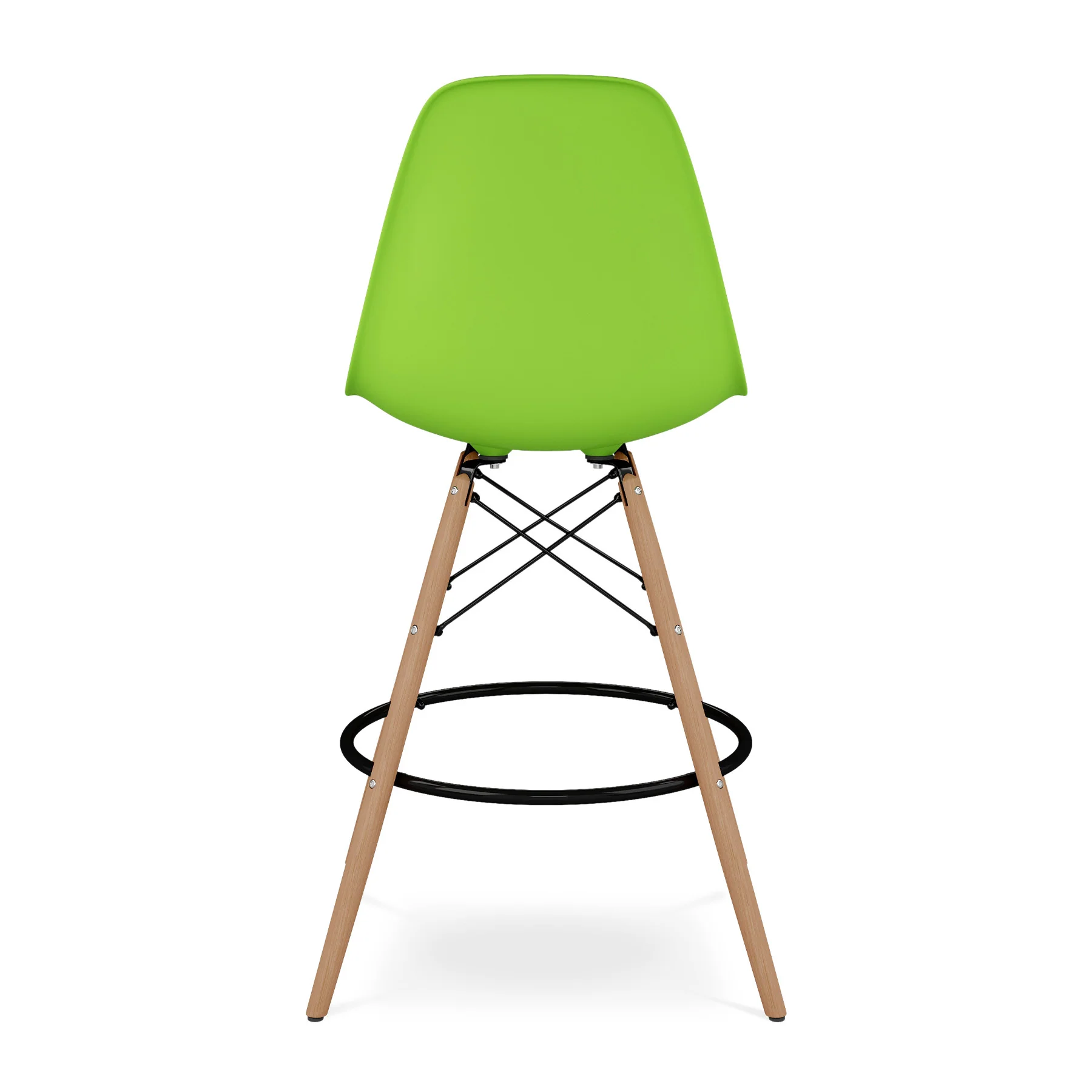 Green And Brown Heavy Duty Plastic And Solid Wood Counter Height Bar Chair By Homeroots - Image 5