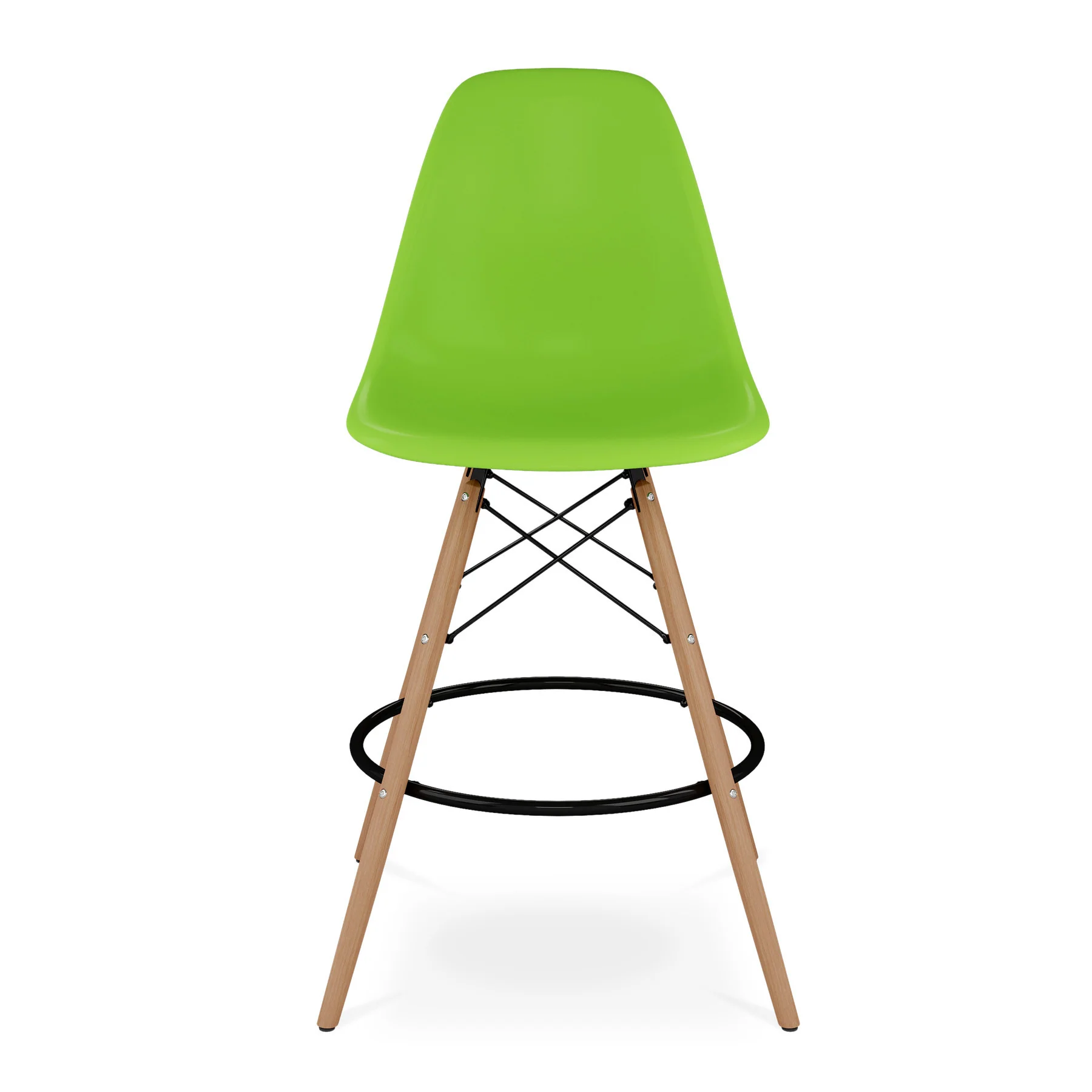Green And Brown Heavy Duty Plastic And Solid Wood Counter Height Bar Chair By Homeroots - Image 7