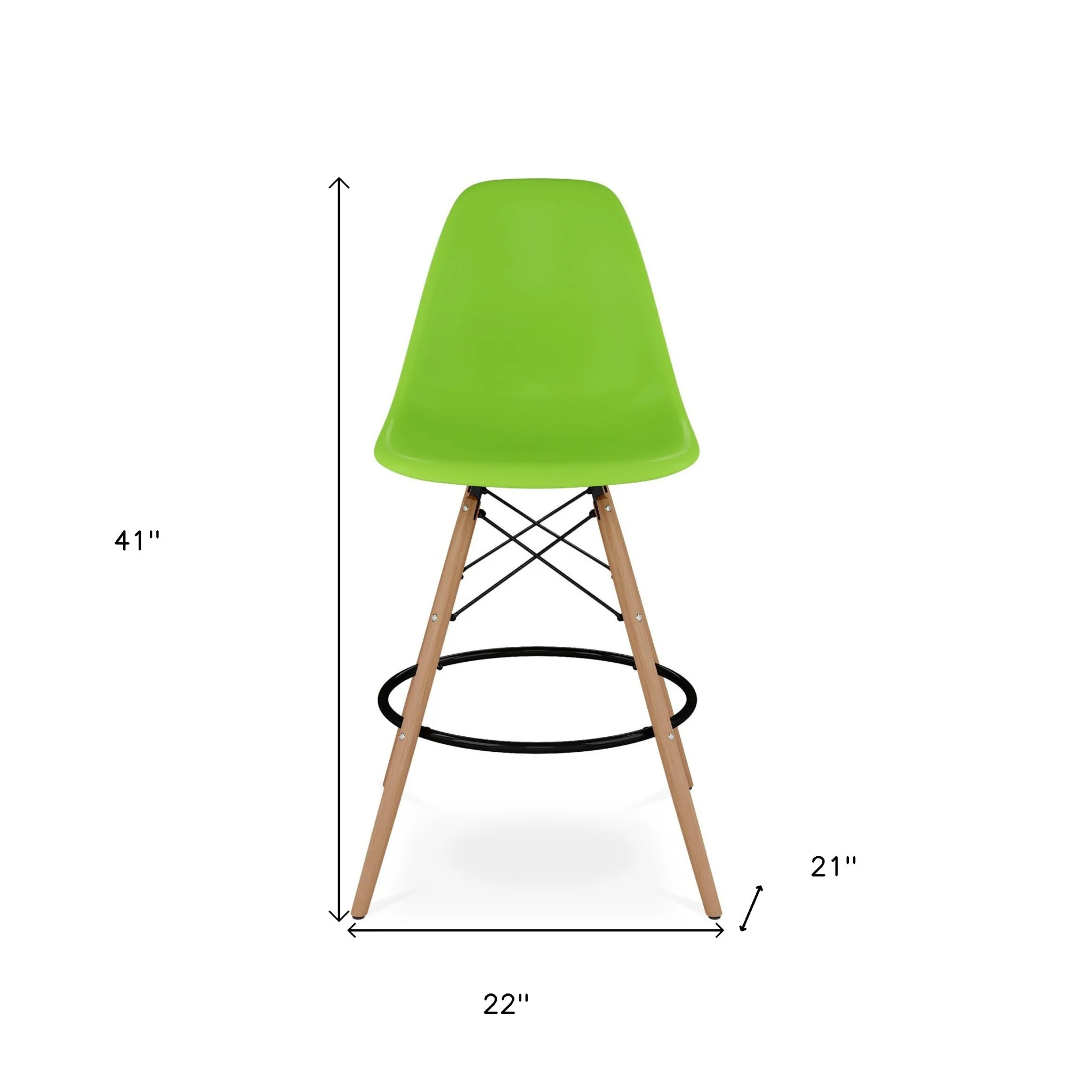 Green And Brown Heavy Duty Plastic And Solid Wood Counter Height Bar Chair By Homeroots - Image 8