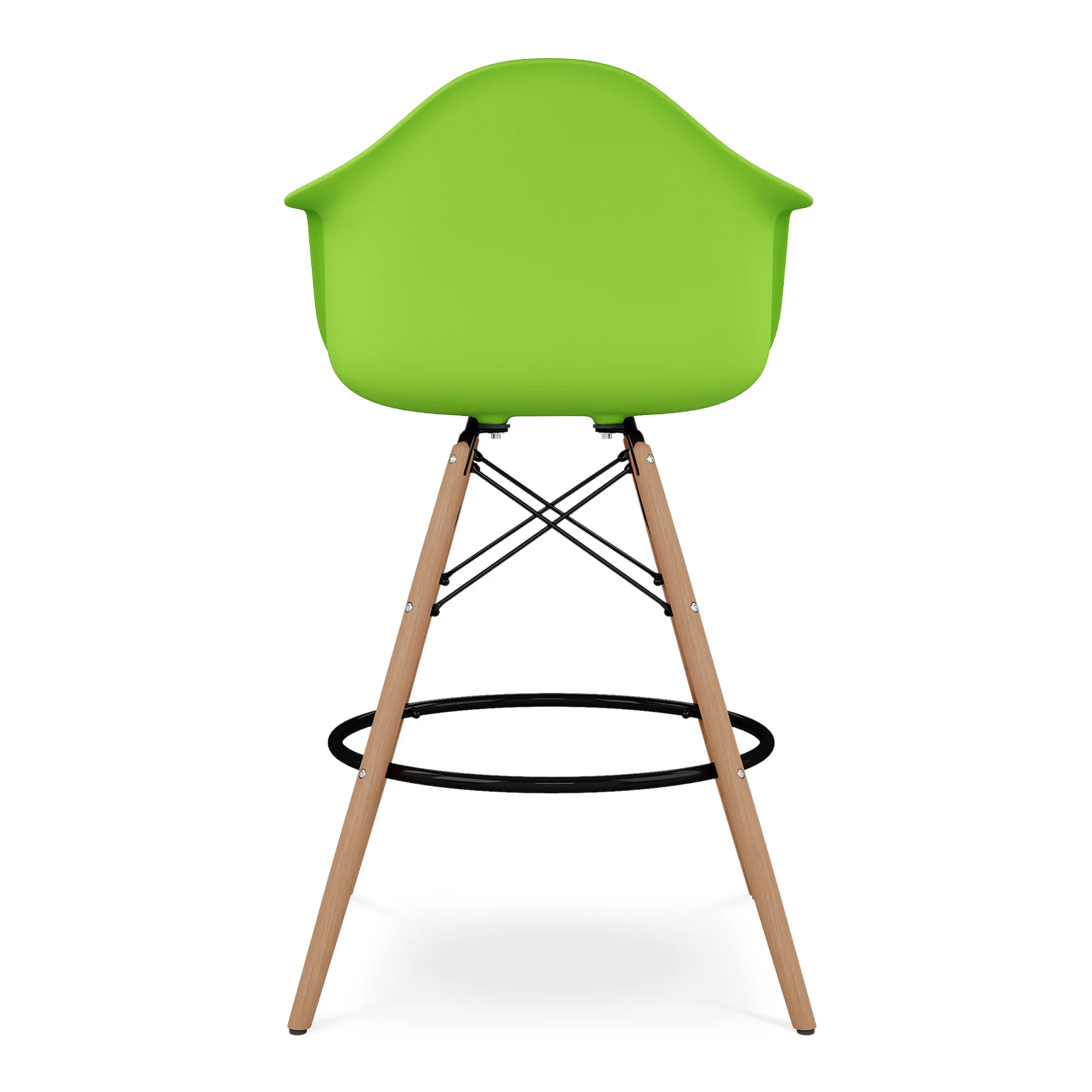 Green And Brown Heavy Duty Plastic And Solid Wood Low Back Counter Height Bar Chair By Homeroots - Image 5