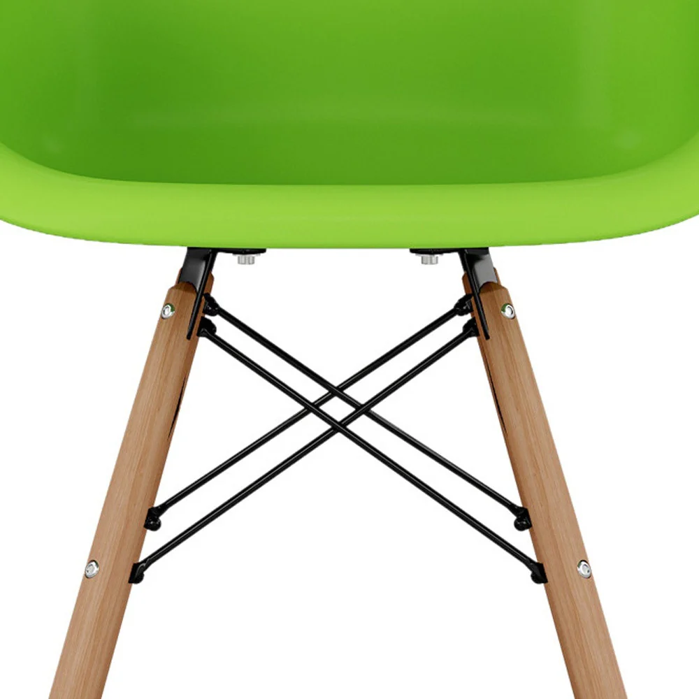 Green And Brown Heavy Duty Plastic And Solid Wood Low Back Counter Height Bar Chair By Homeroots - Image 6