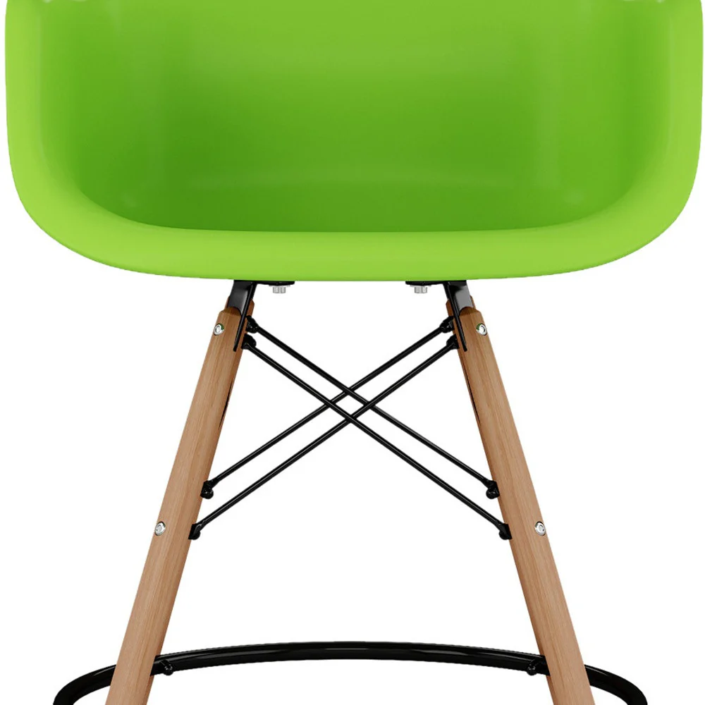 Green And Brown Heavy Duty Plastic And Solid Wood Low Back Counter Height Bar Chair By Homeroots - Image 7