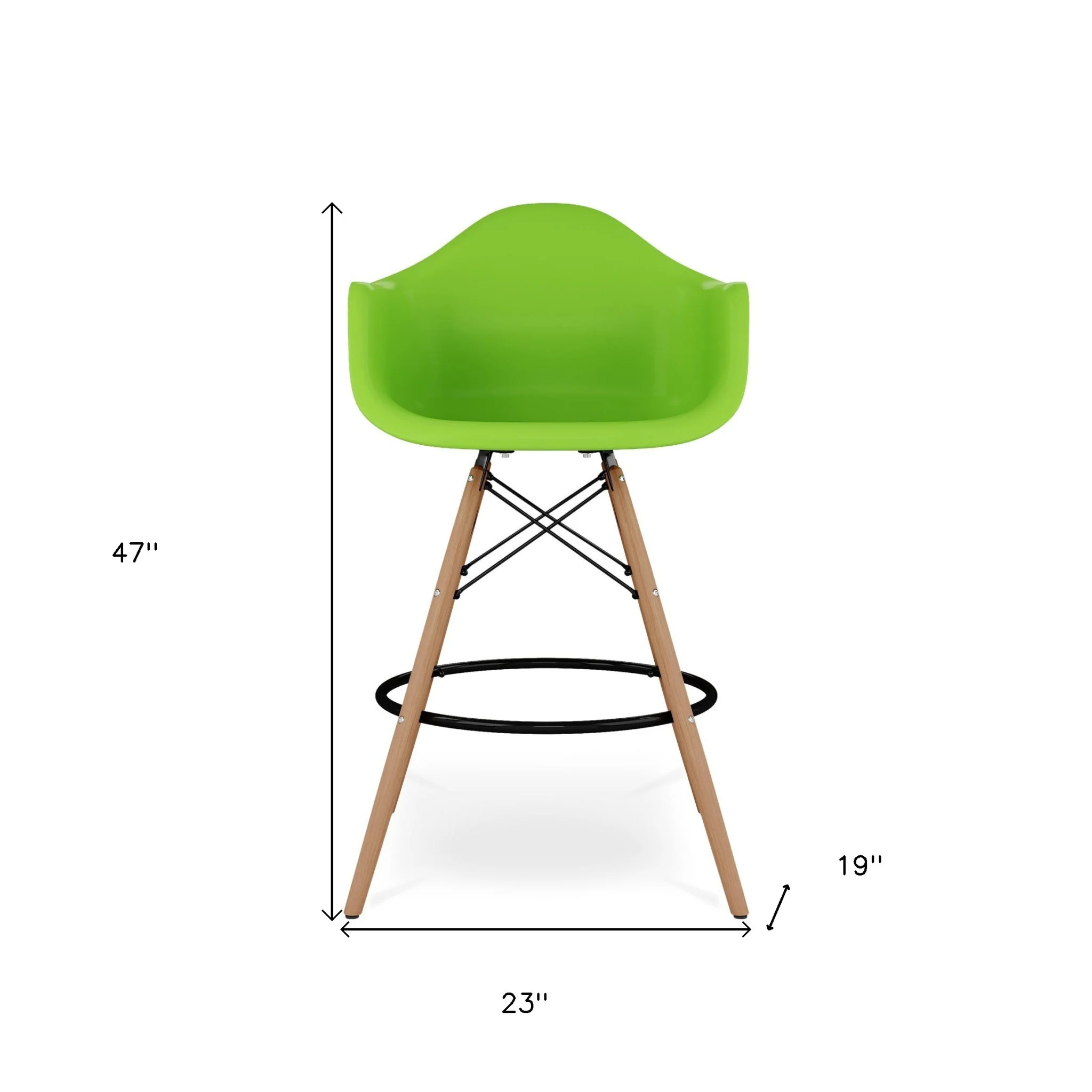 Green And Brown Heavy Duty Plastic And Solid Wood Low Back Counter Height Bar Chair By Homeroots - Image 8