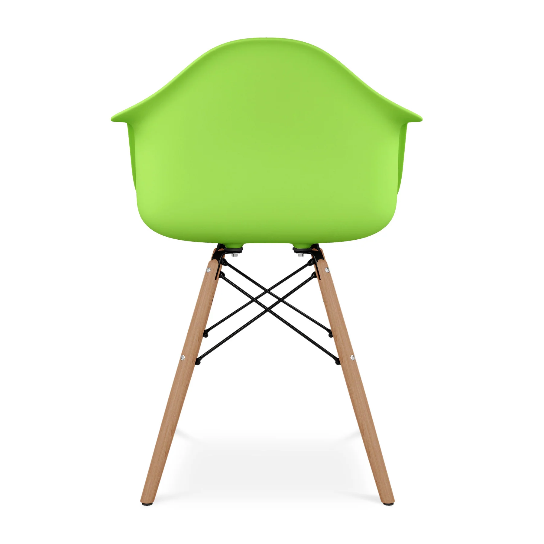 Green And Natural Heavy Duty Plastic And Solid Wood Dining Arm Chair By Homeroots - Image 4