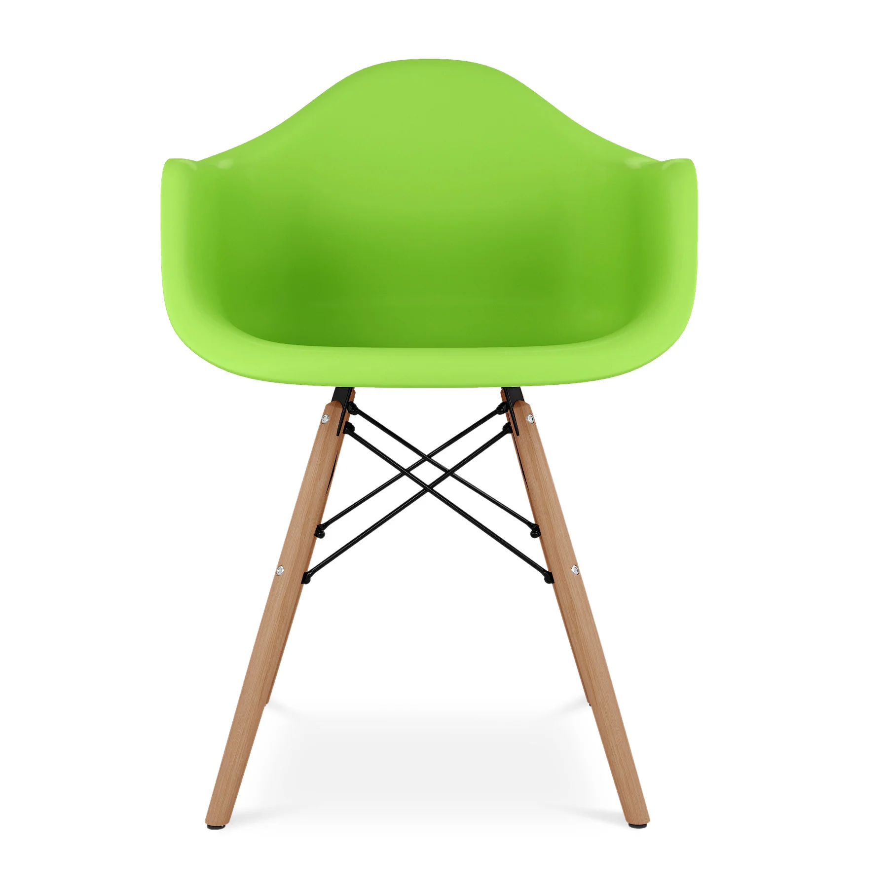 Green And Natural Heavy Duty Plastic And Solid Wood Dining Arm Chair By Homeroots - Image 6