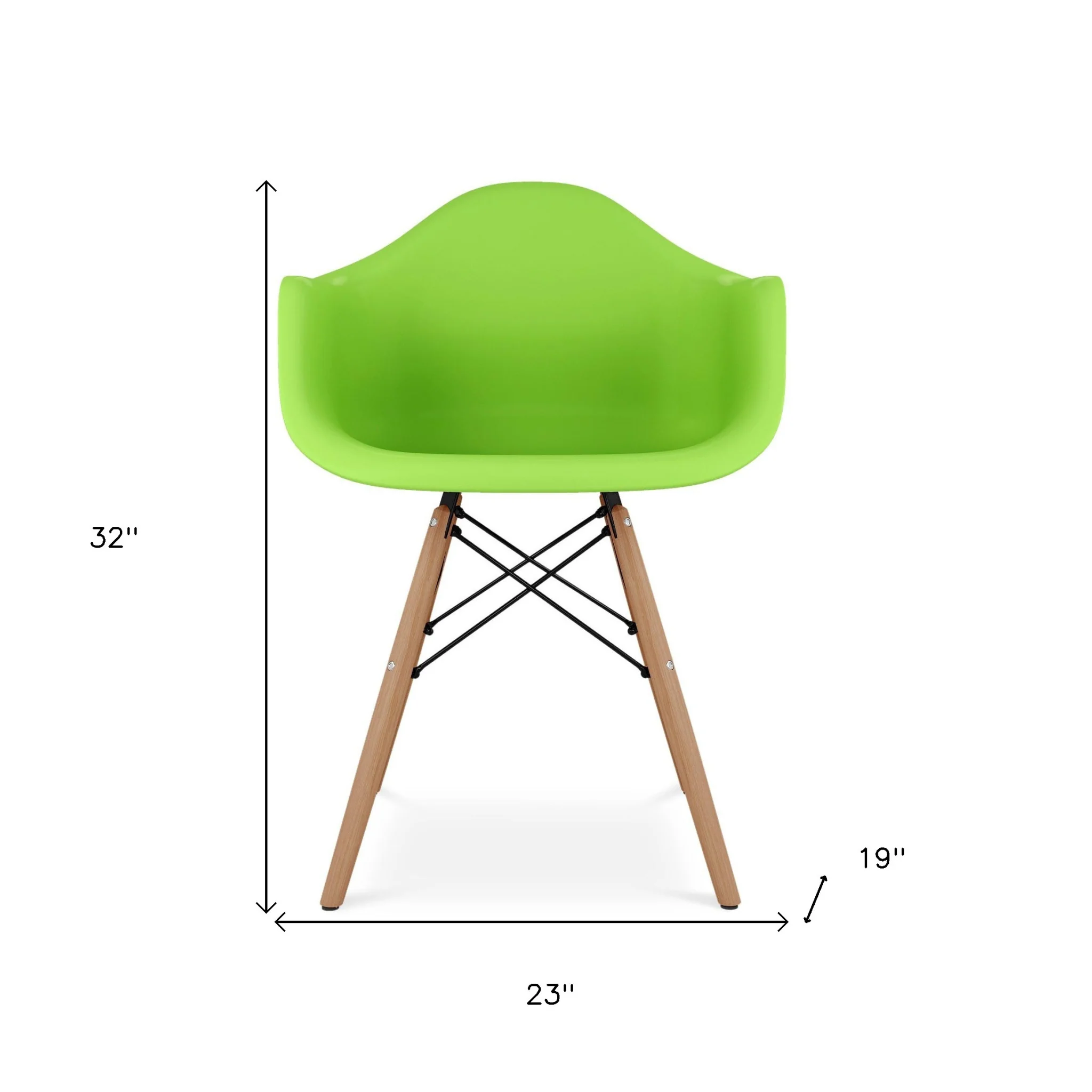 Green And Natural Heavy Duty Plastic And Solid Wood Dining Arm Chair By Homeroots - Image 7