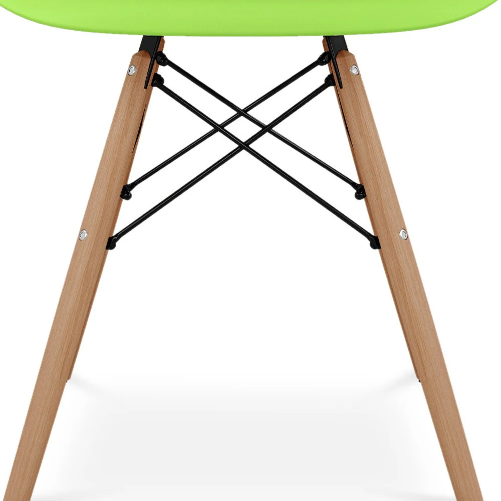 Green And Natural Heavy Duty Plastic And Solid Wood Dining Arm Chair By Homeroots - Image 8