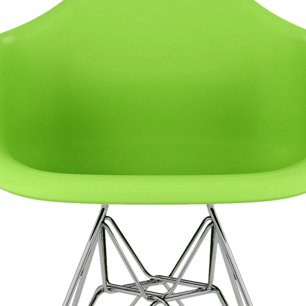 Green And Silver Heavy Duty Plastic Dining Arm Chair By Homeroots - Image 5