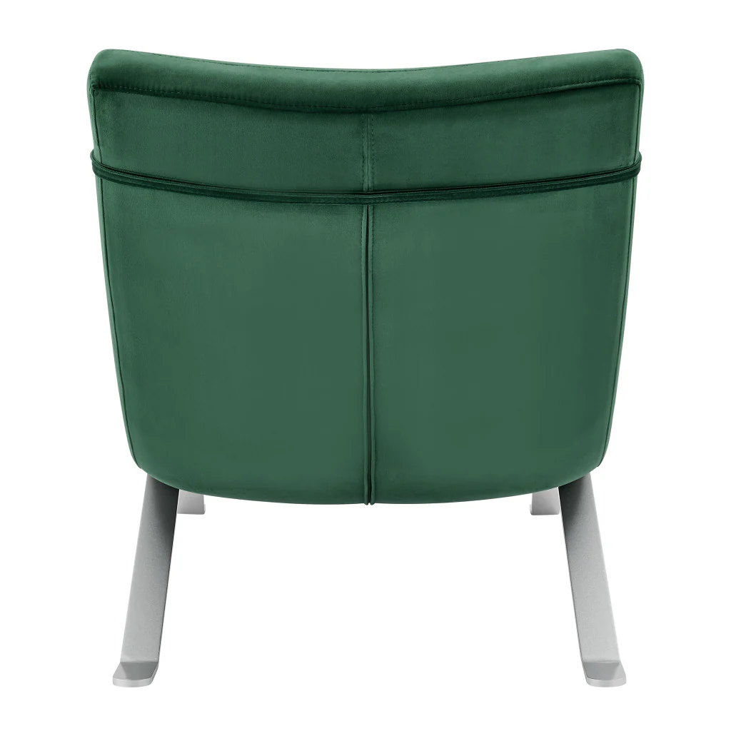 Green and Silver Velvet Lounge Chair By Homeroots - Image 4