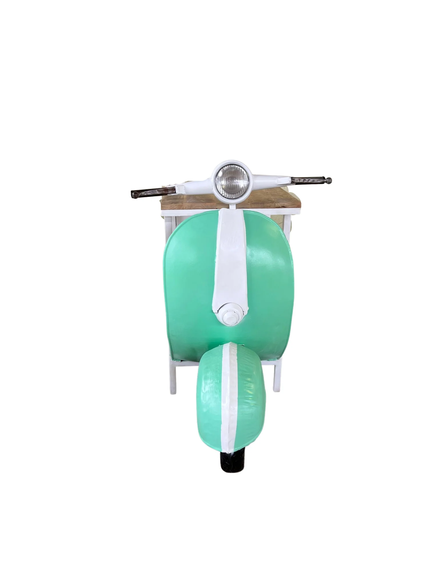 Green And White Novelty Scooter Open Cabinet with Two Shelves By Homeroots - Image 2