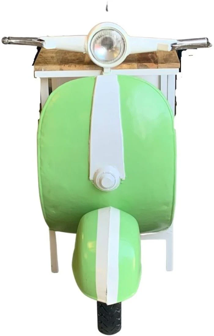 Green And White Novelty Scooter Open Cabinet with Two Shelves By Homeroots - Image 5