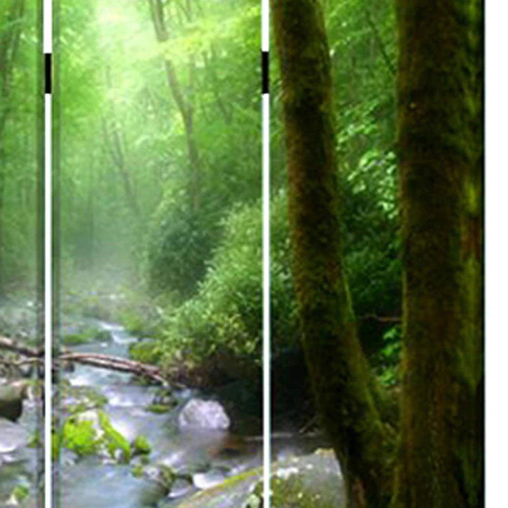 Green CanvasFolding Three Panel Screen Room Divider By Homeroots - Image 2