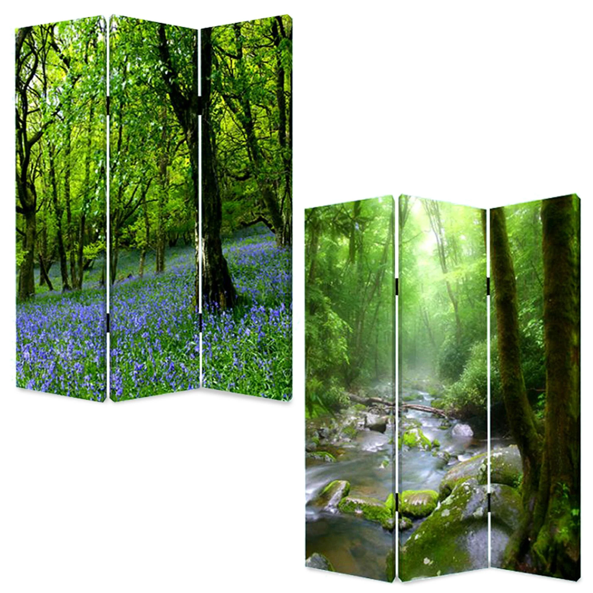 Green CanvasFolding Three Panel Screen Room Divider By Homeroots - Image 5