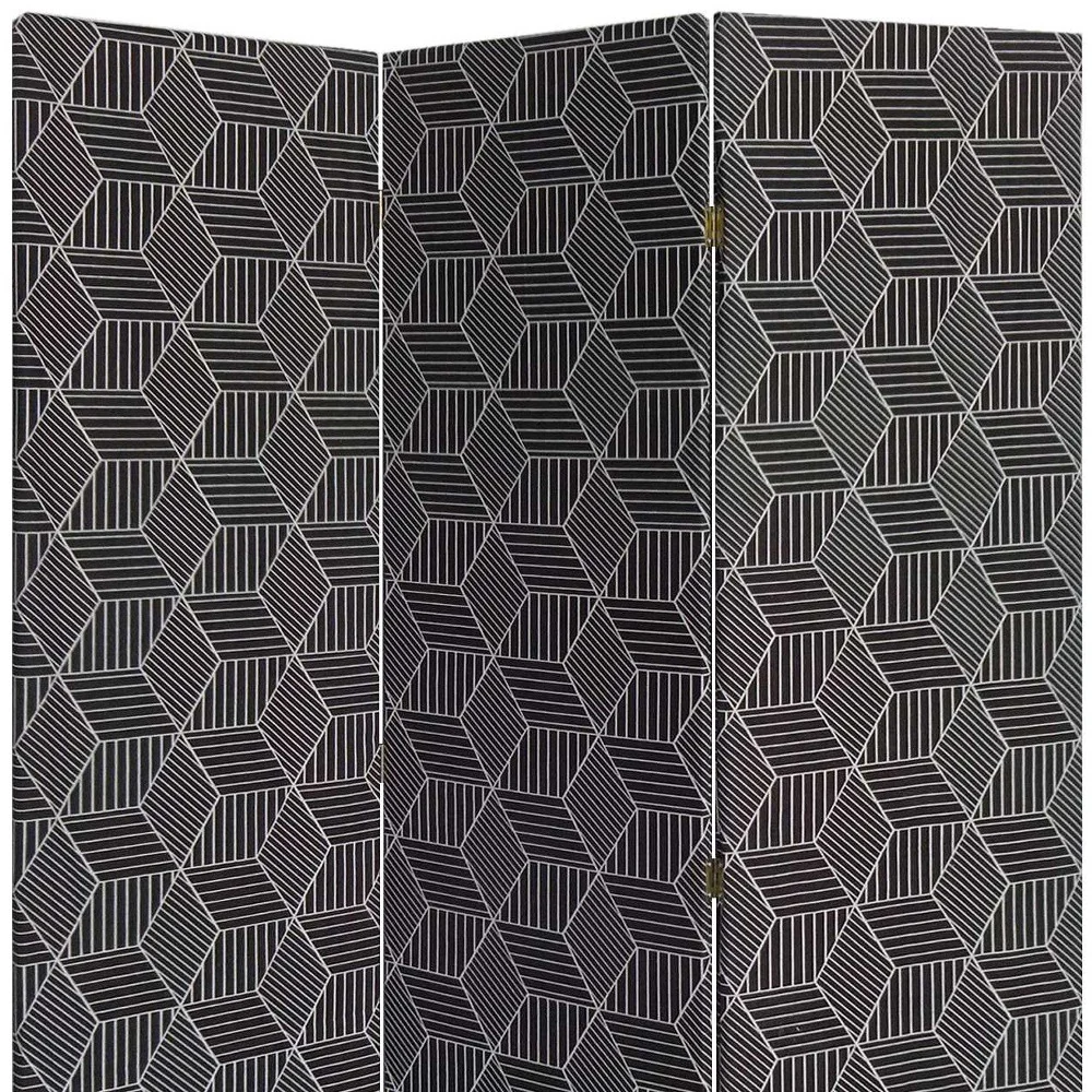Green Fabric Folding Three Panel Screen Room Divider By Homeroots - Image 2
