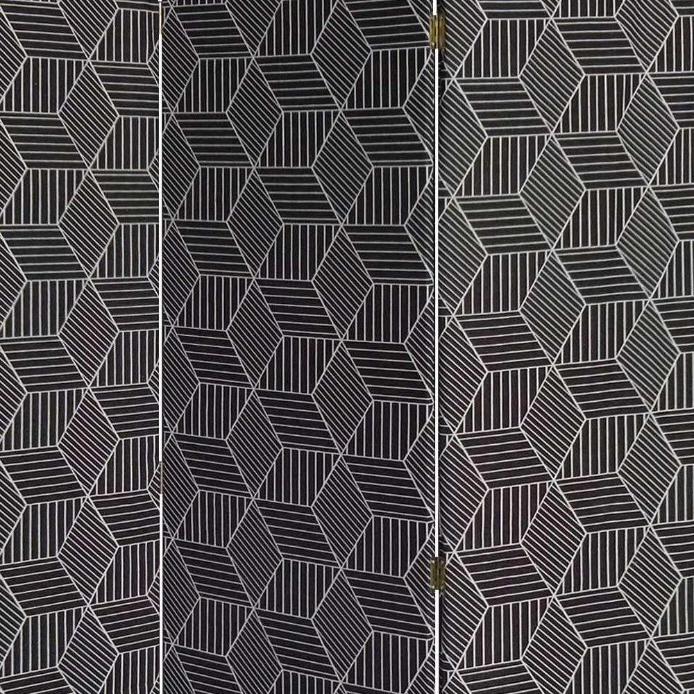 Green Fabric Folding Three Panel Screen Room Divider By Homeroots - Image 3