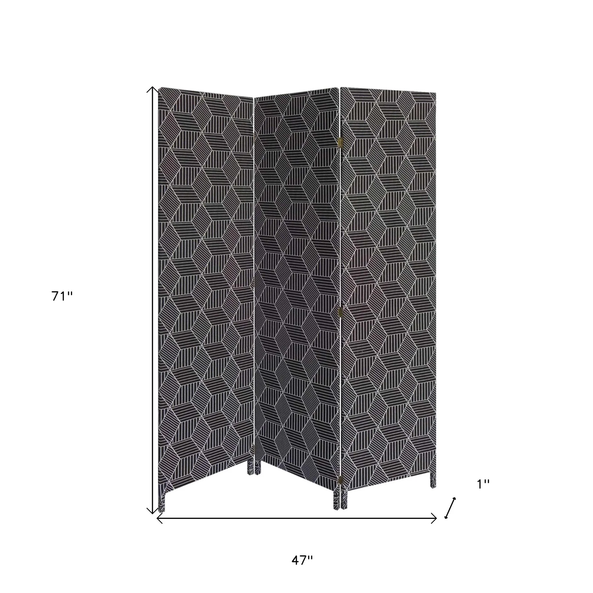 Green Fabric Folding Three Panel Screen Room Divider By Homeroots - Image 8