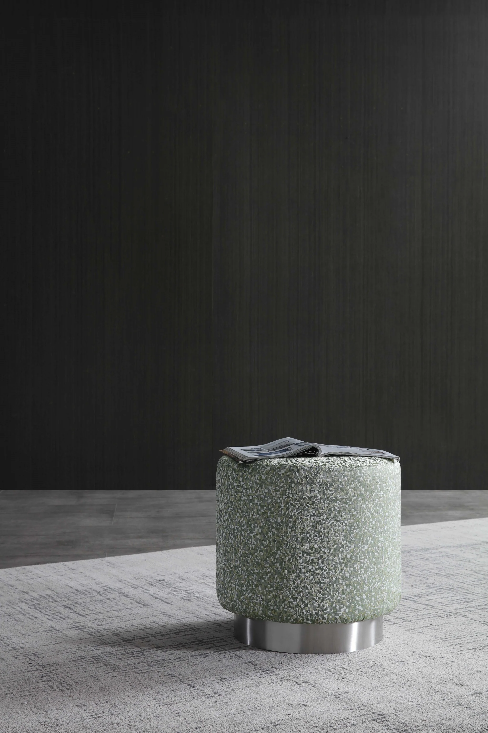 Green Fabric Steel Ottoman By Homeroots - Image 3