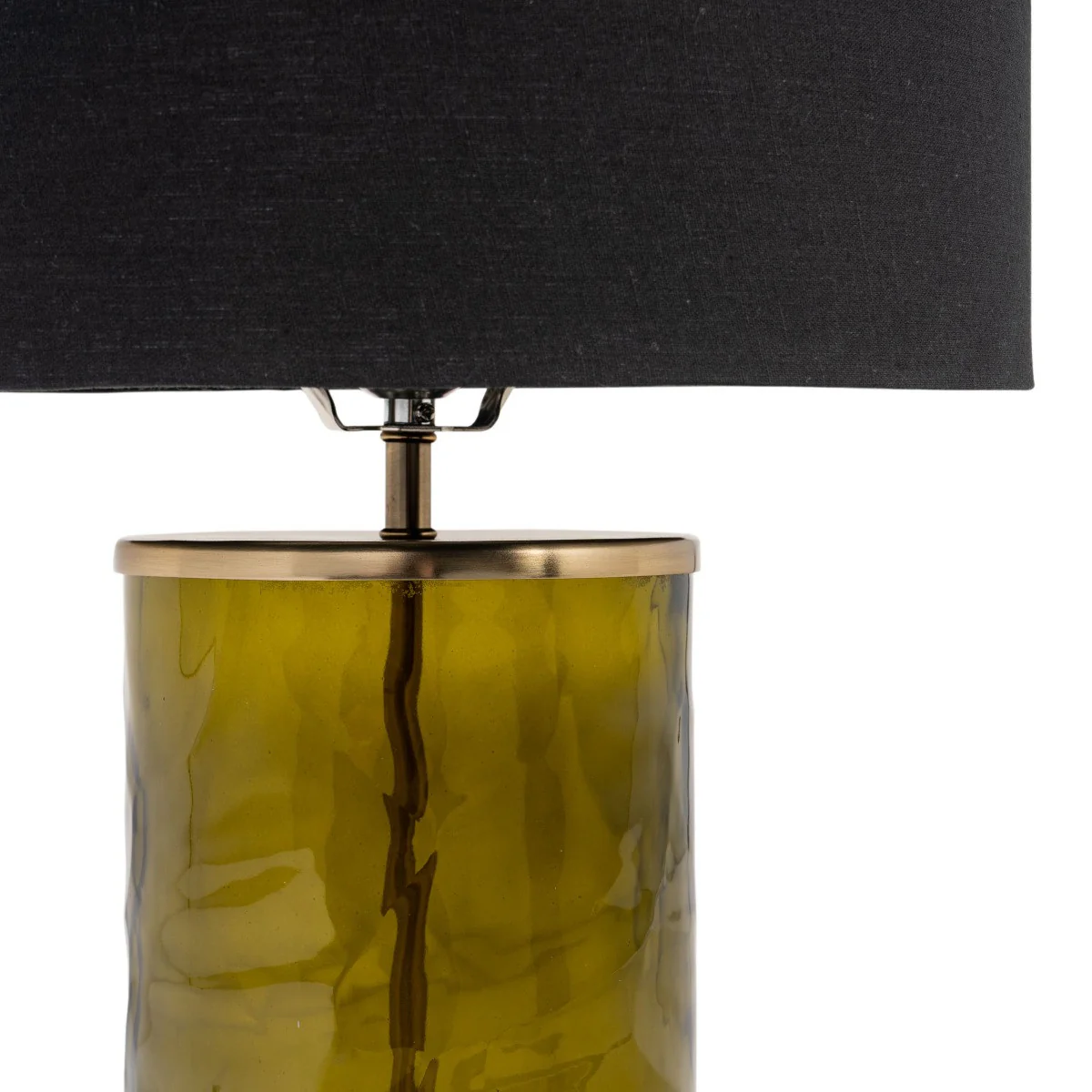 Green Glass LED Table Lamp With Black Drum Shade By Homeroots - Image 3