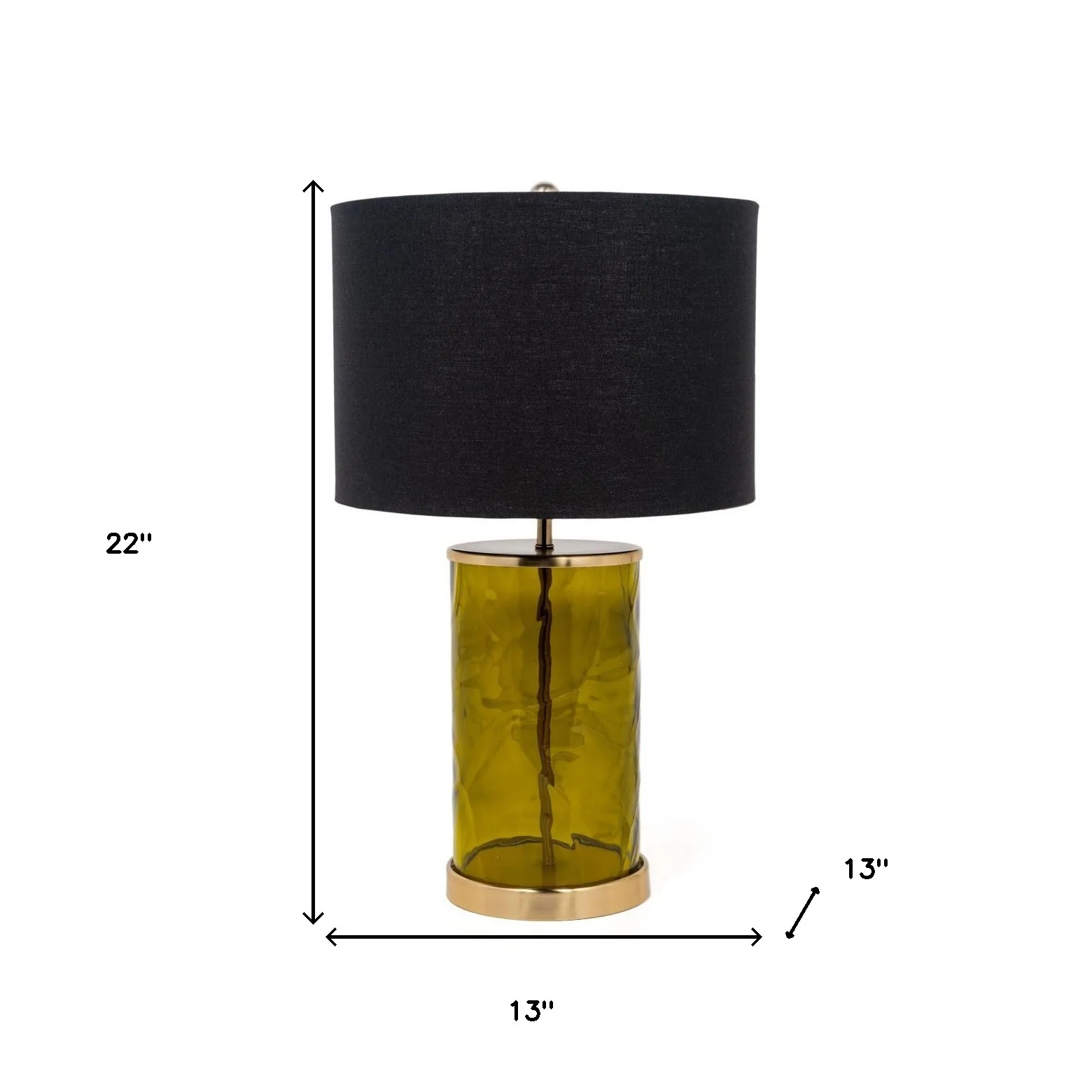 Green Glass LED Table Lamp With Black Drum Shade By Homeroots - Image 6