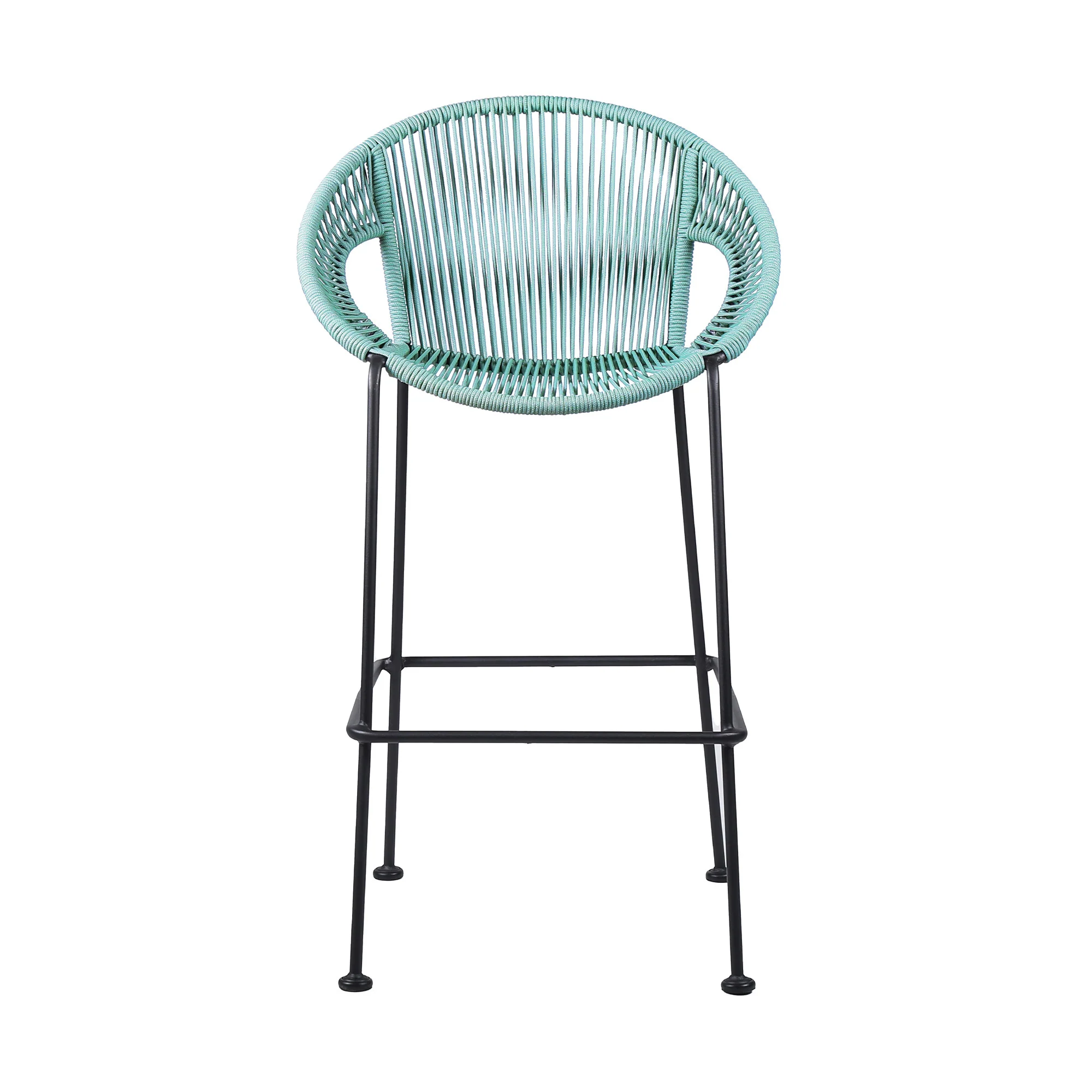 Green Metal Low back Outdoor Counter Height Bar chair with Footrest By Homeroots - Image 2