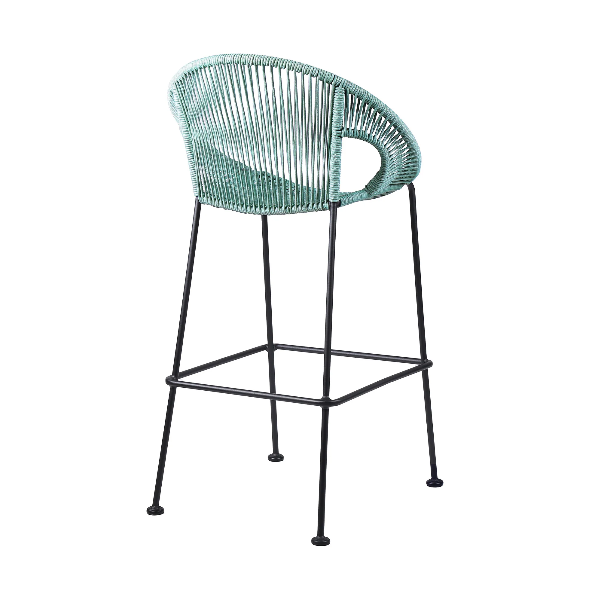 Green Metal Low back Outdoor Counter Height Bar chair with Footrest By Homeroots - Image 3