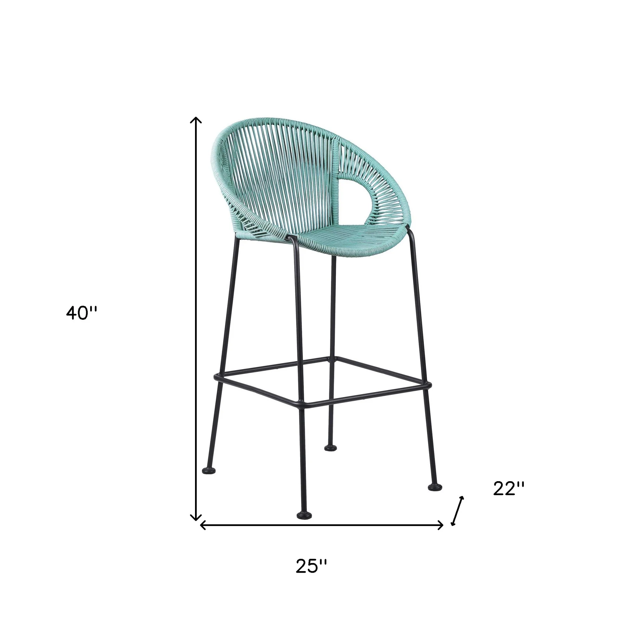 Green Metal Low back Outdoor Counter Height Bar chair with Footrest By Homeroots - Image 6