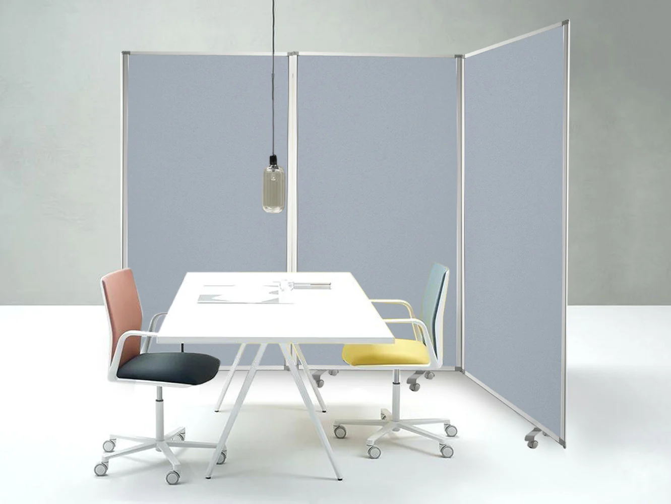 Green Rolling Three Panel Room Divider Screen By Homeroots - Image 11