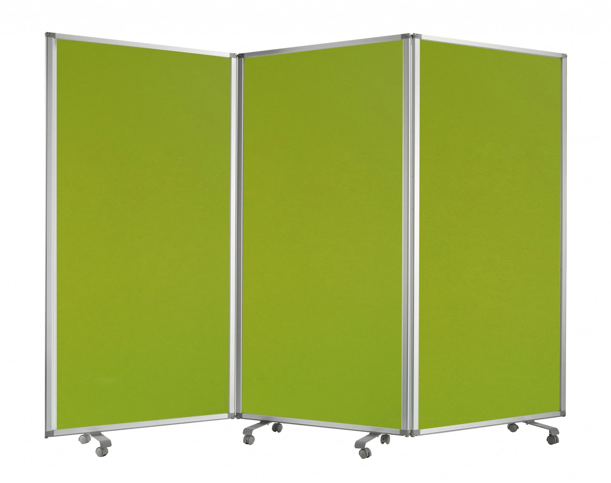 Green Rolling Three Panel Room Divider Screen By Homeroots - Image 2