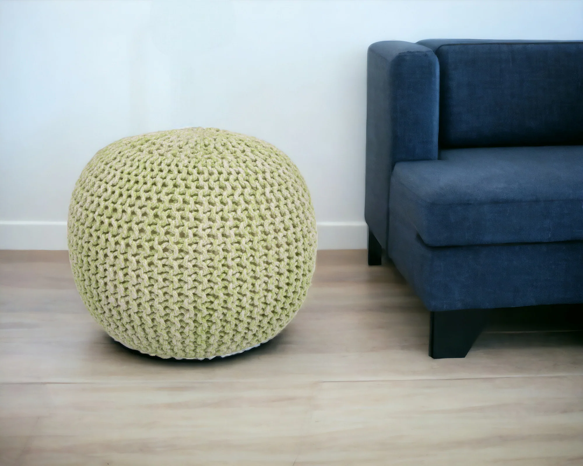 Green Round Pouf Ottoman By Homeroots - Image 2