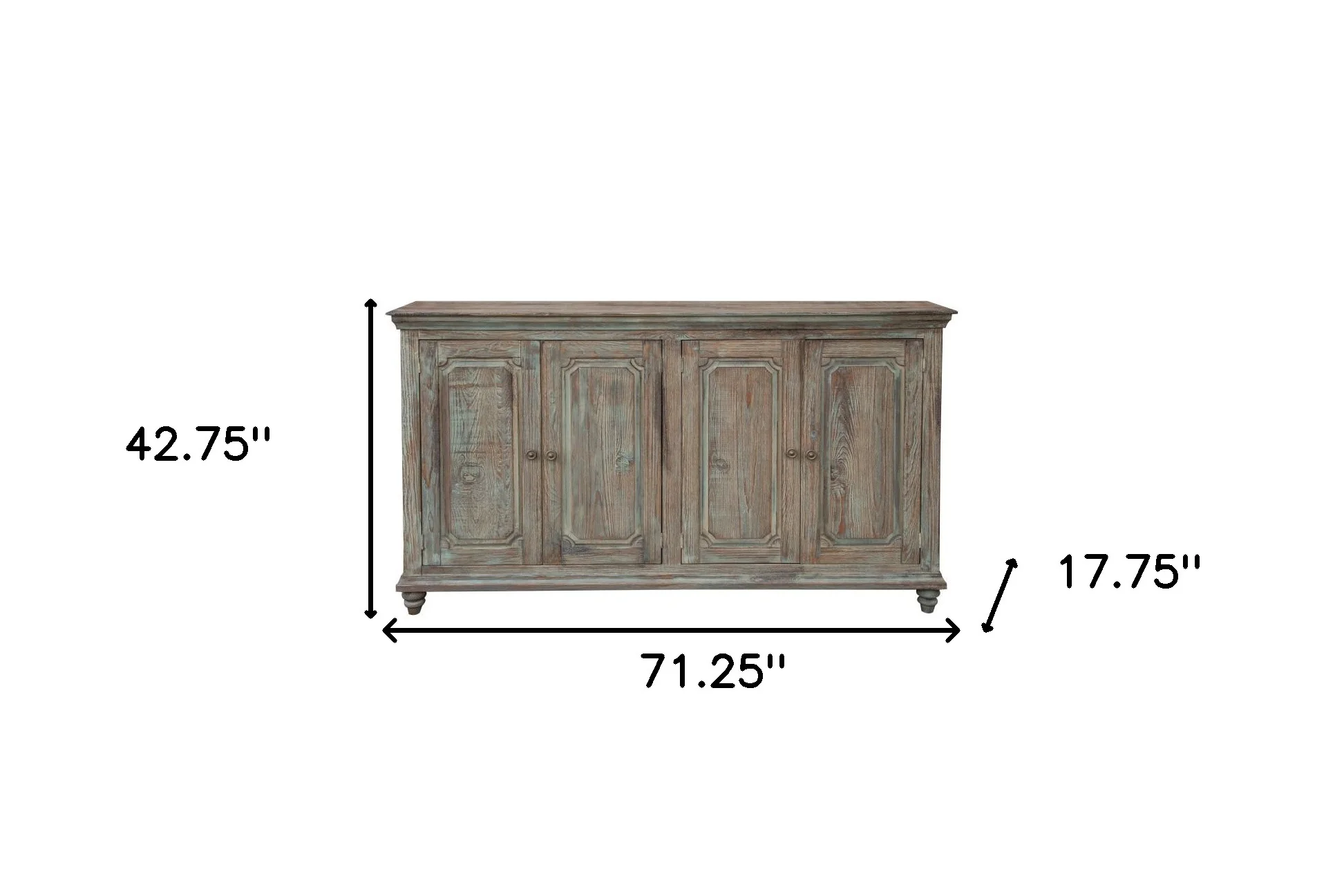 Green Solid and Manufactured Wood Distressed Credenza By Homeroots - Image 4