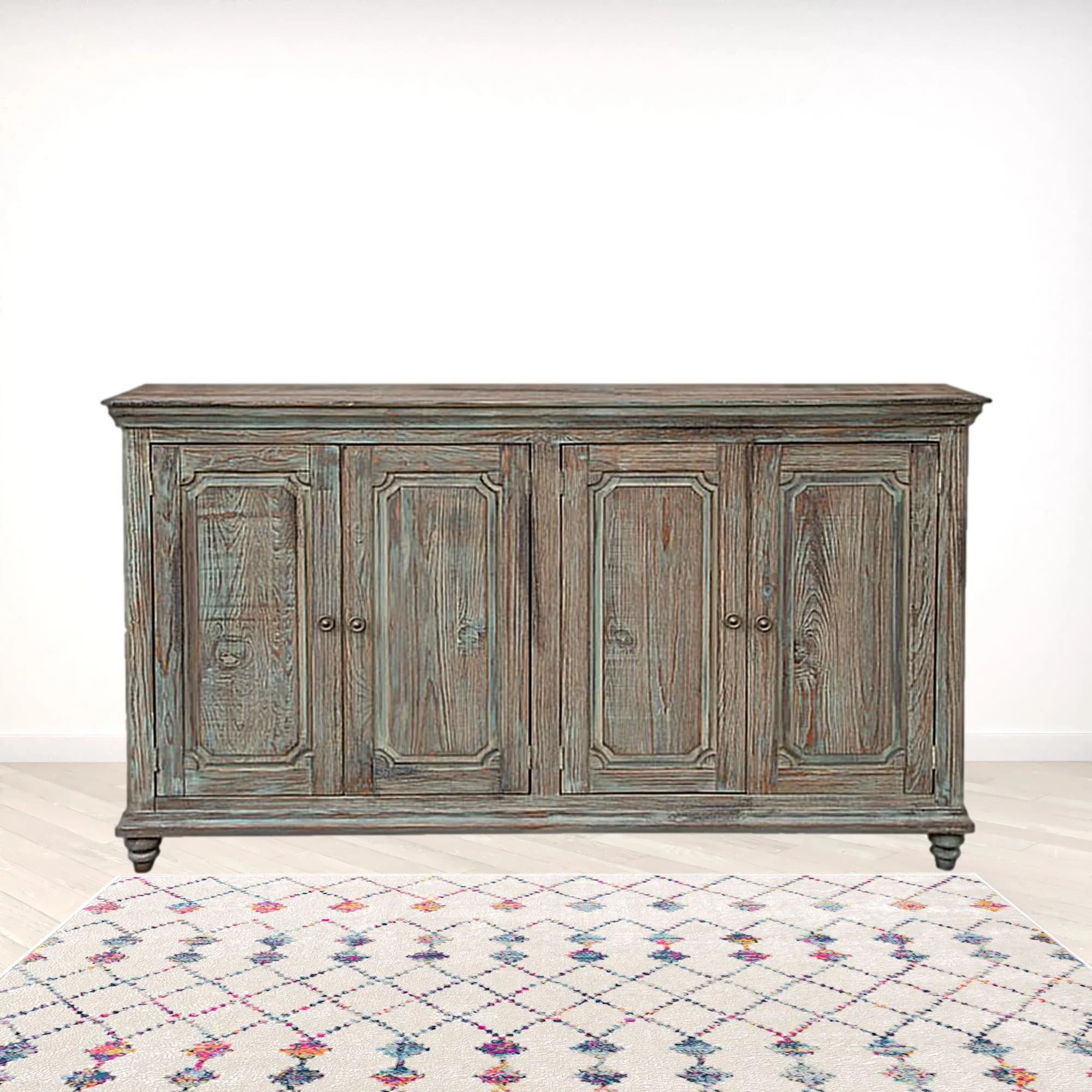 Green Solid and Manufactured Wood Distressed Credenza By Homeroots - Image 5