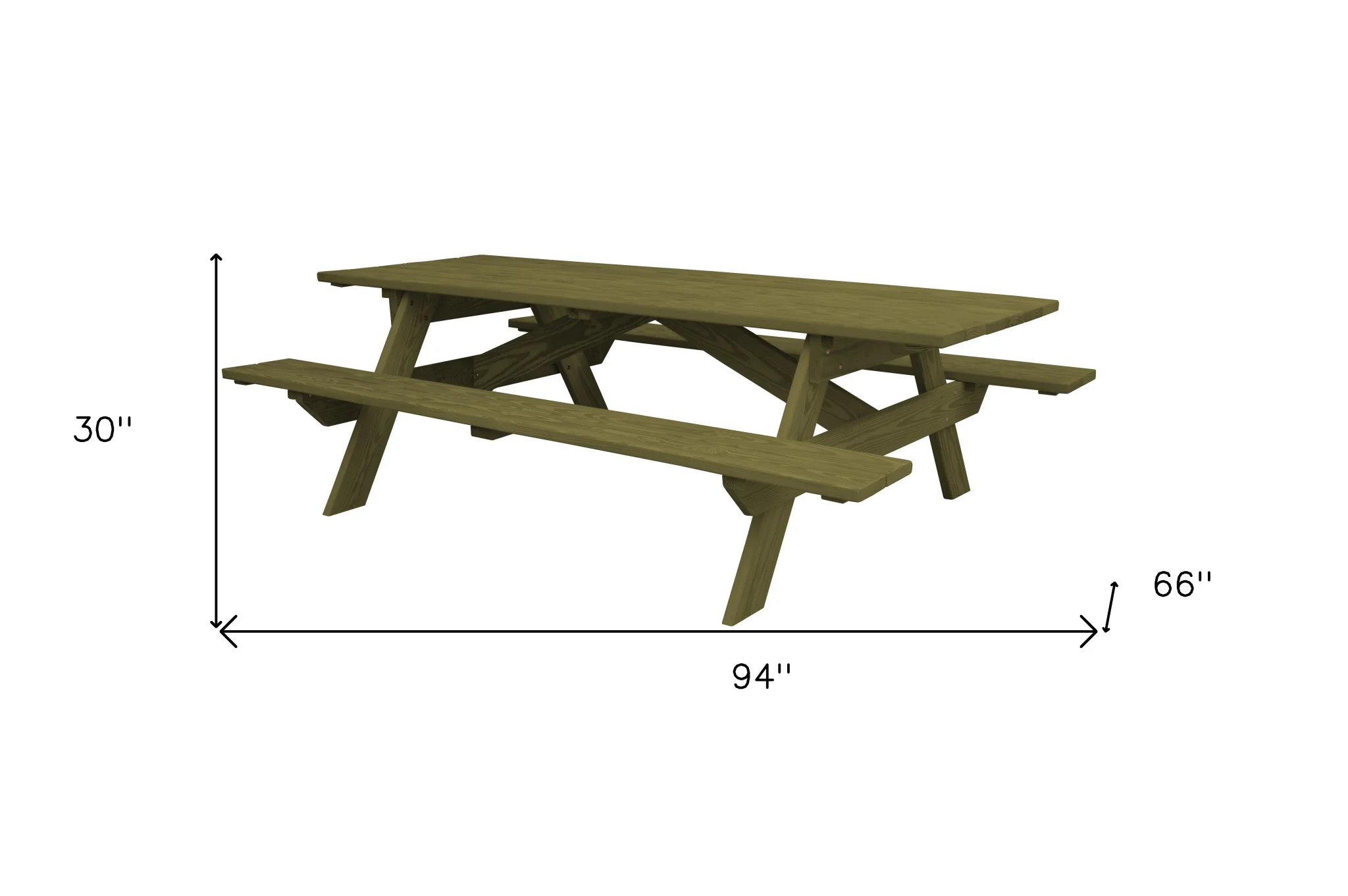 Green Solid Wood Outdoor Picnic Table By Homeroots - Image 2