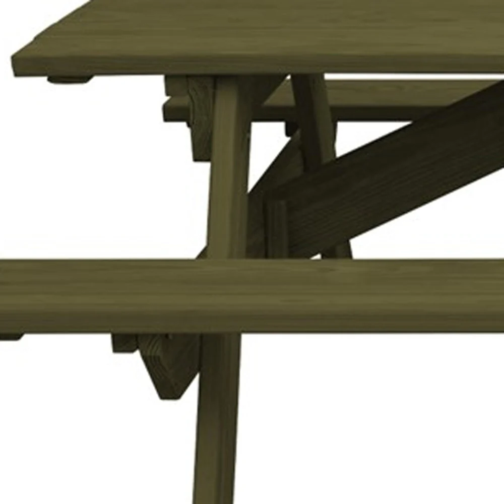 Green Solid Wood Outdoor Picnic Table Umbrella Hole By Homeroots - Image 4