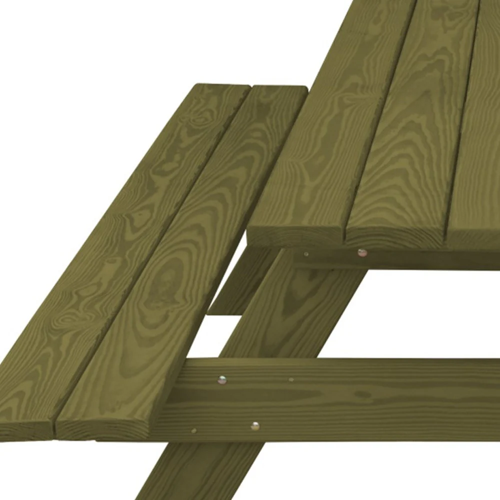 Green Solid Wood Outdoor Picnic Table with Umbrella Hole By Homeroots - Image 4