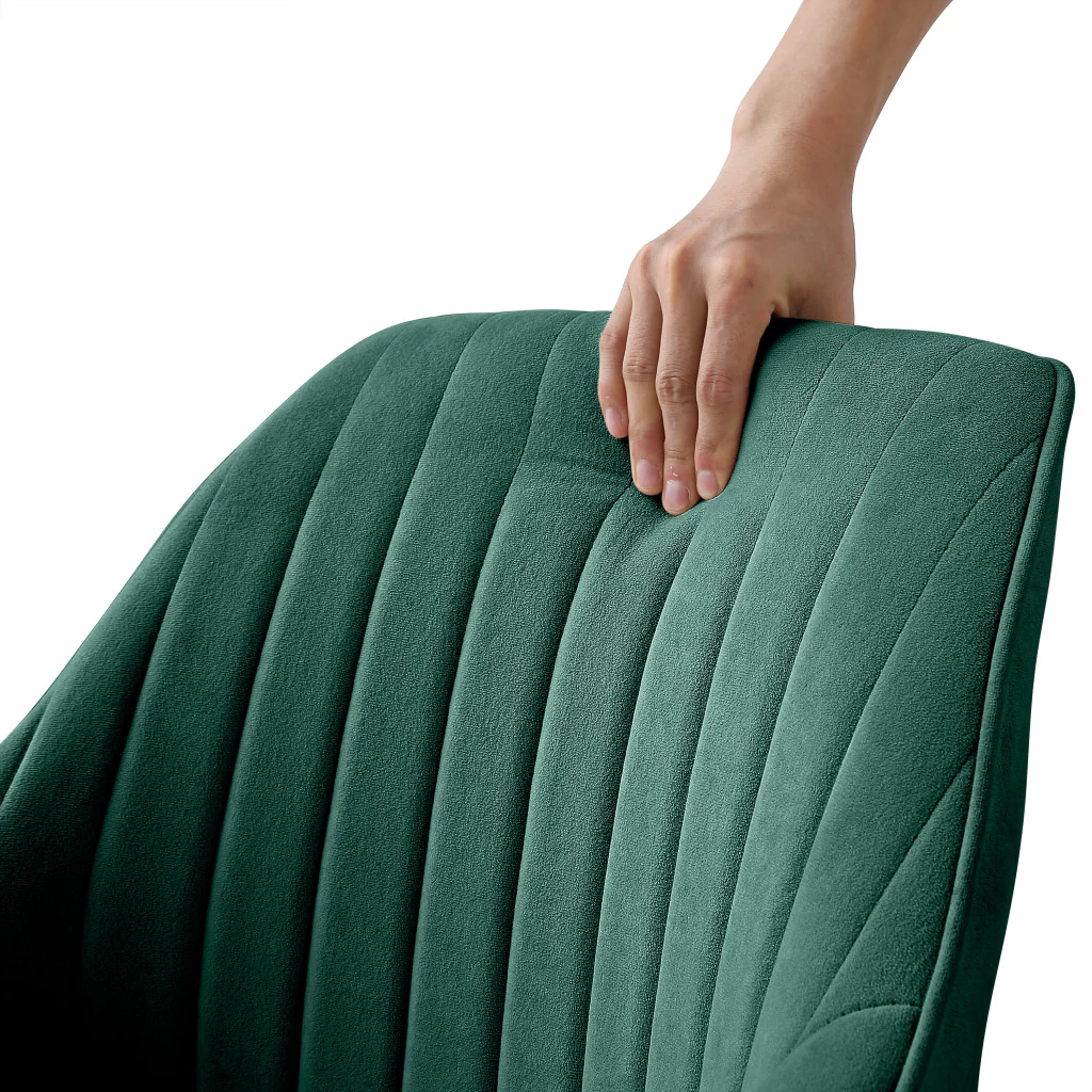 Green Velvet And Gold Swivel Arm Chair By Homeroots - Image 4