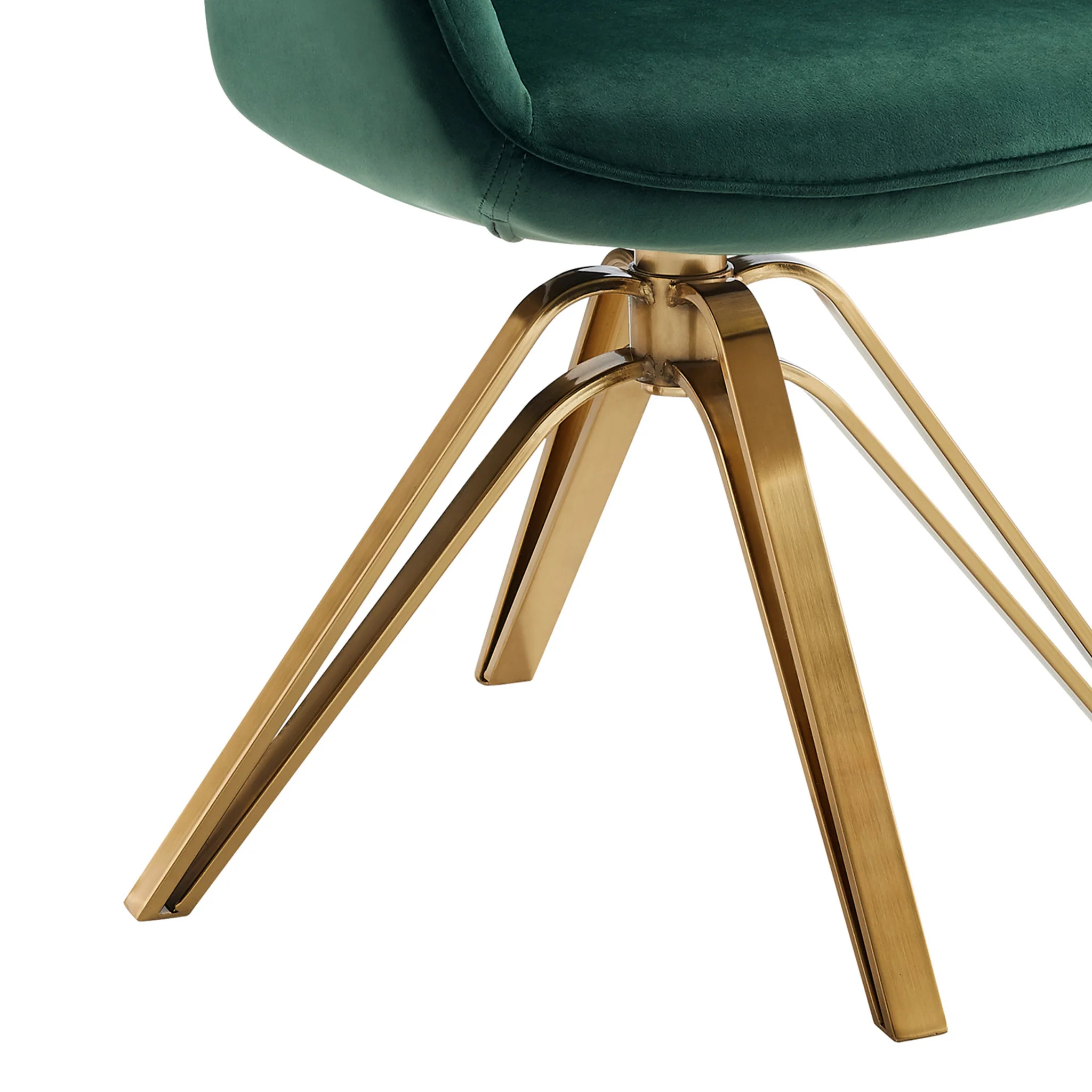 Green Velvet And Gold Swivel Arm Chair By Homeroots - Image 5
