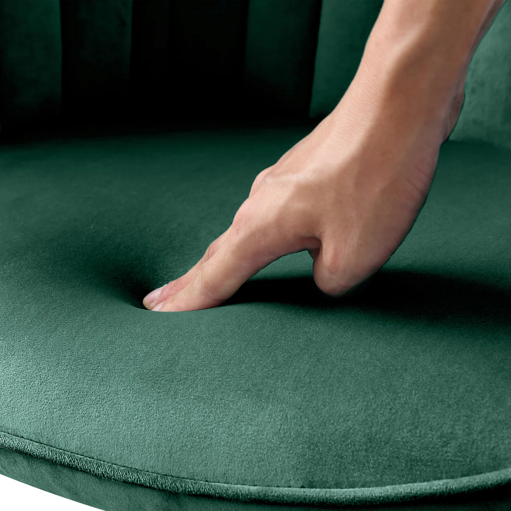 Green Velvet And Gold Swivel Arm Chair By Homeroots - Image 7