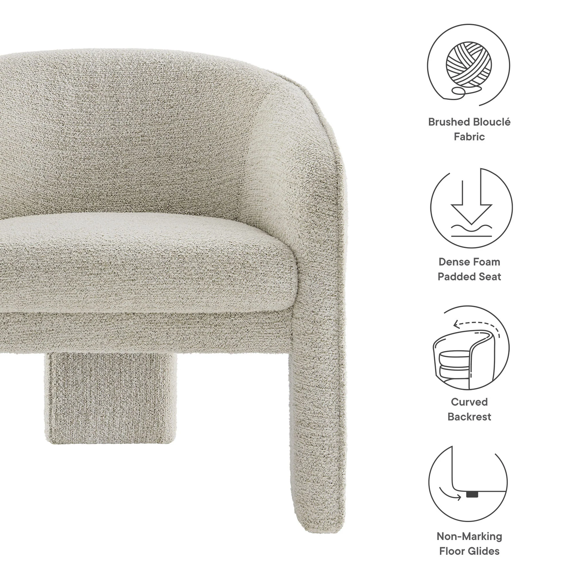 Greer Boucle Fabric Upholstered Accent Armchair by Modway - Image 17