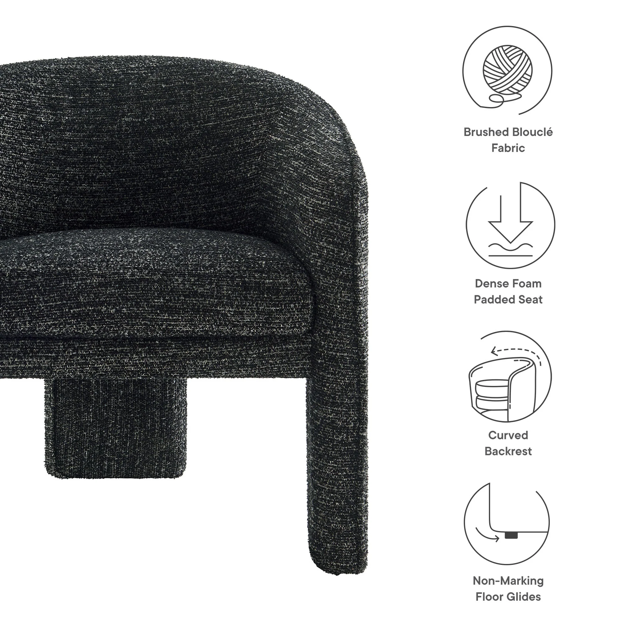 Greer Boucle Fabric Upholstered Accent Armchair by Modway - Image 8