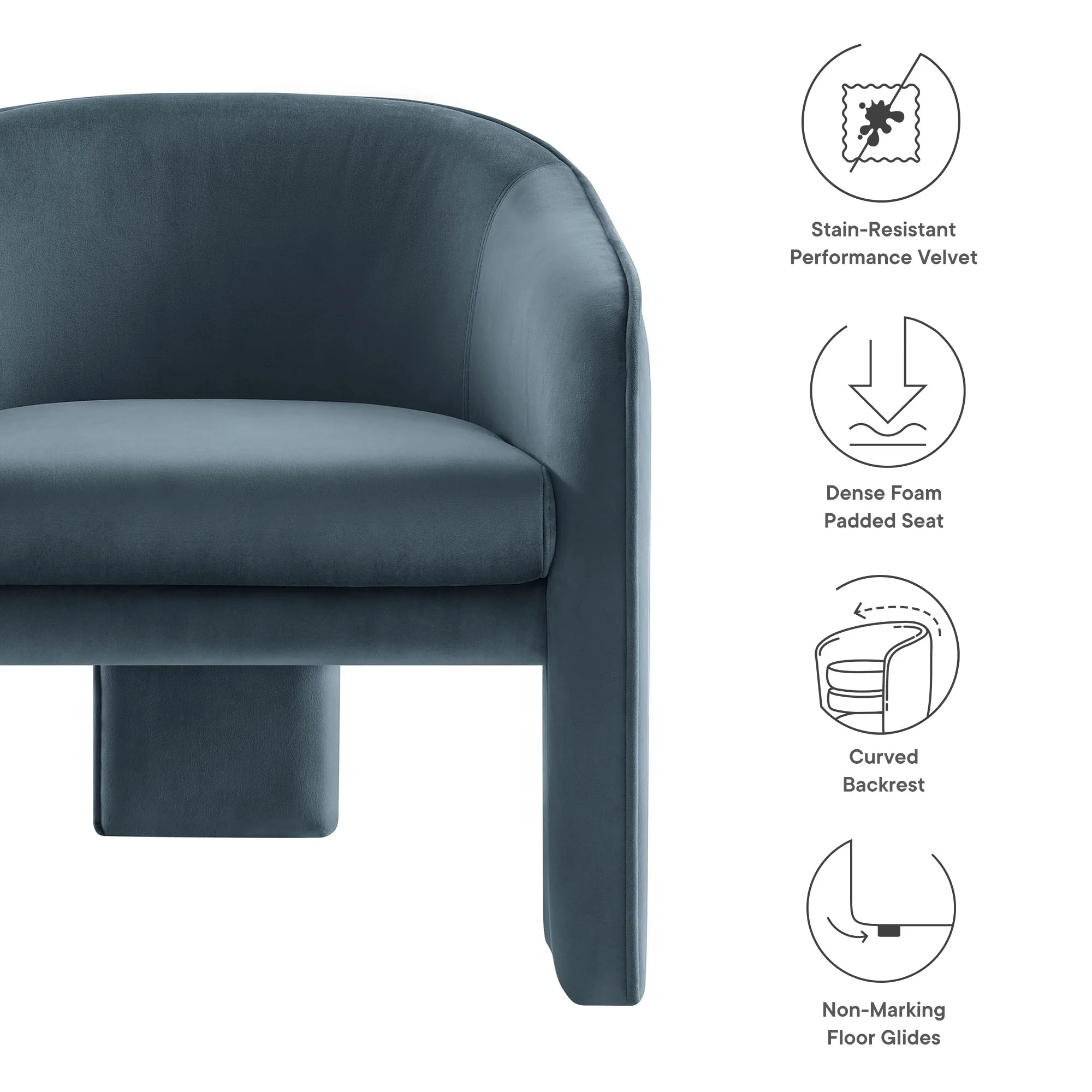 Greer Performance Velvet Upholstered Accent Armchair by Modway - Image 17
