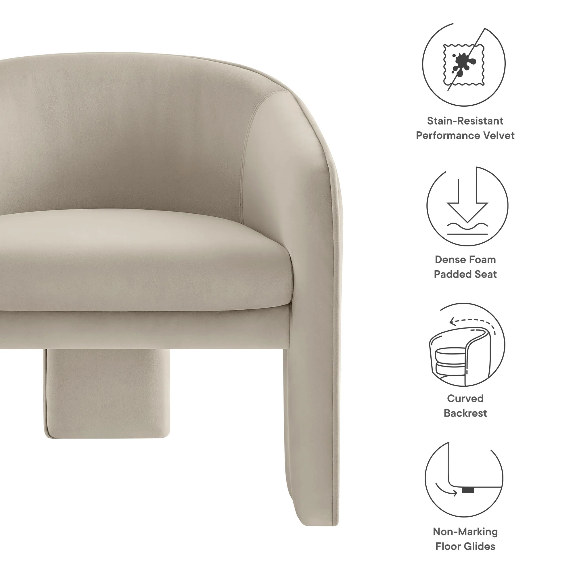 Greer Performance Velvet Upholstered Accent Armchair by Modway - Image 8
