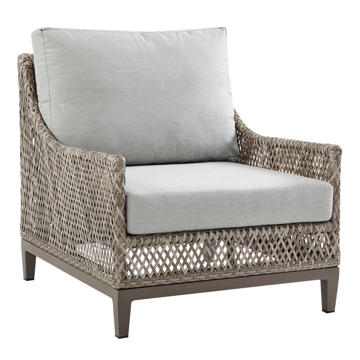 Grenada 4 Piece Outdoor Gray Fabric and Wicker Conversation Set By Armen Living - Image 3