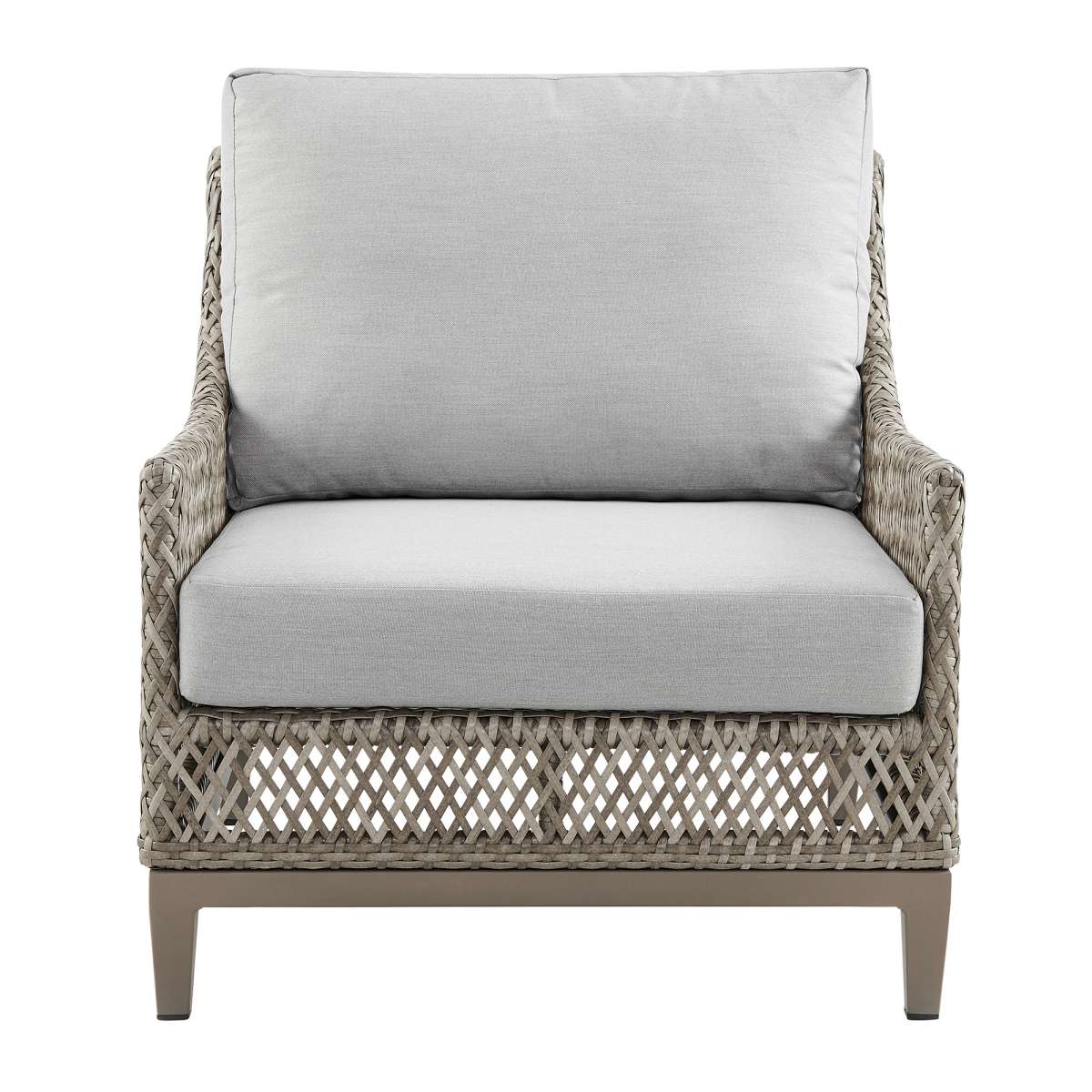 Grenada 4 Piece Outdoor Gray Fabric and Wicker Conversation Set By Armen Living - Image 4