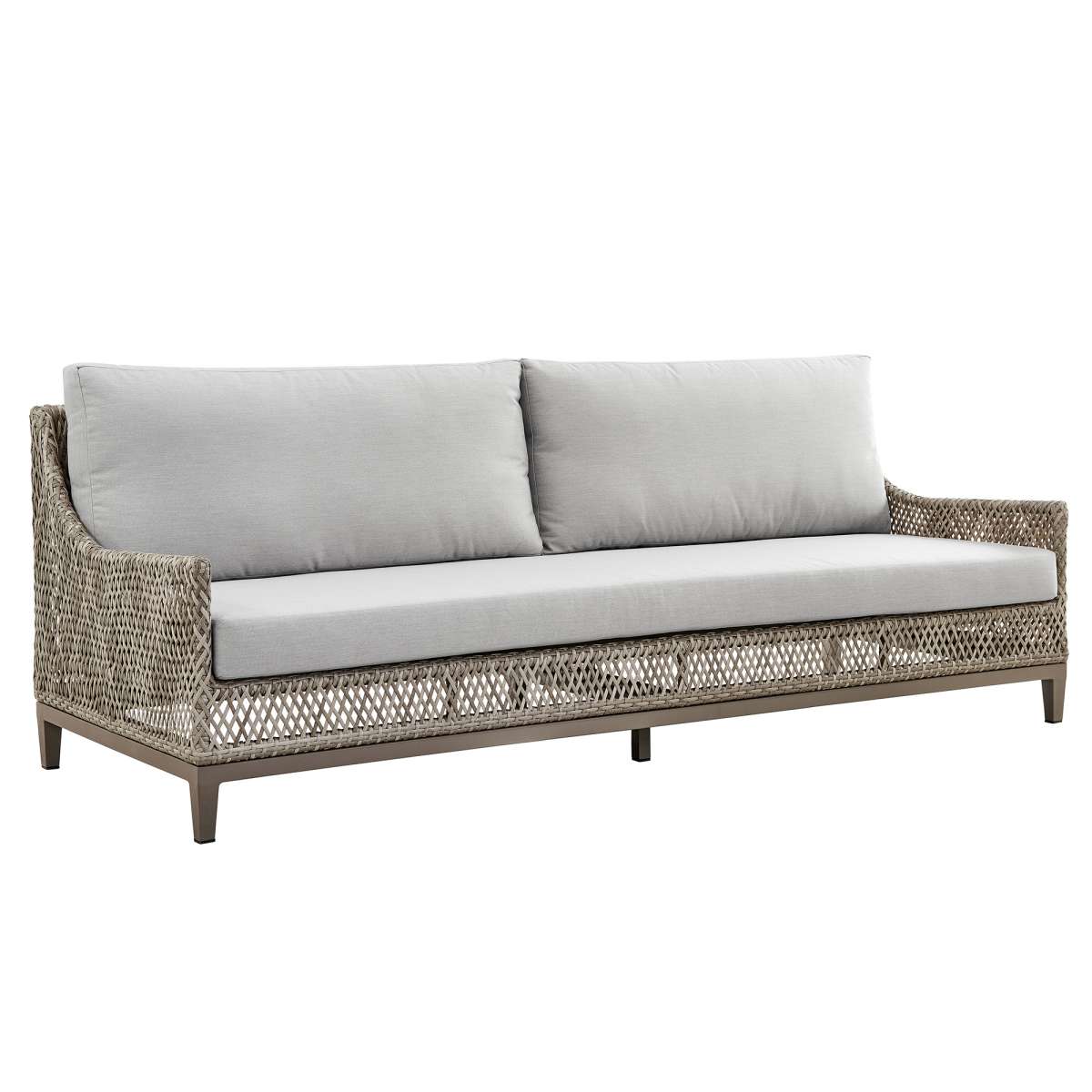 Grenada 4 Piece Outdoor Gray Fabric and Wicker Conversation Set By Armen Living - Image 8