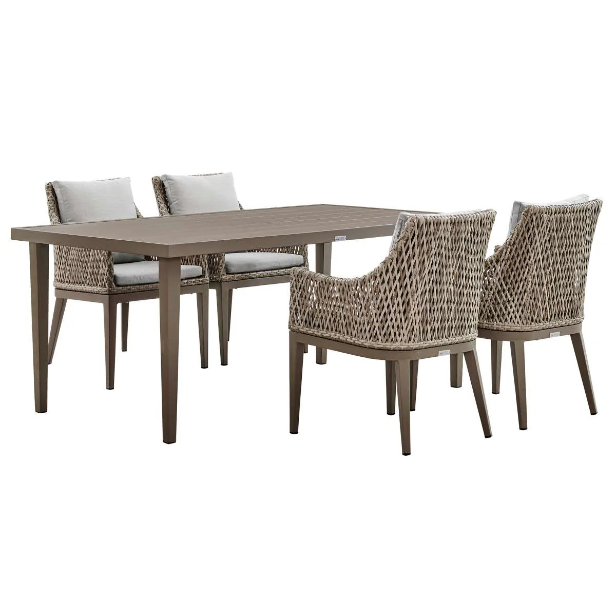 Grenada 5 Piece Gray Aluminum Outdoor Dining Set with Gray Fabric By Armen Living - Image 2