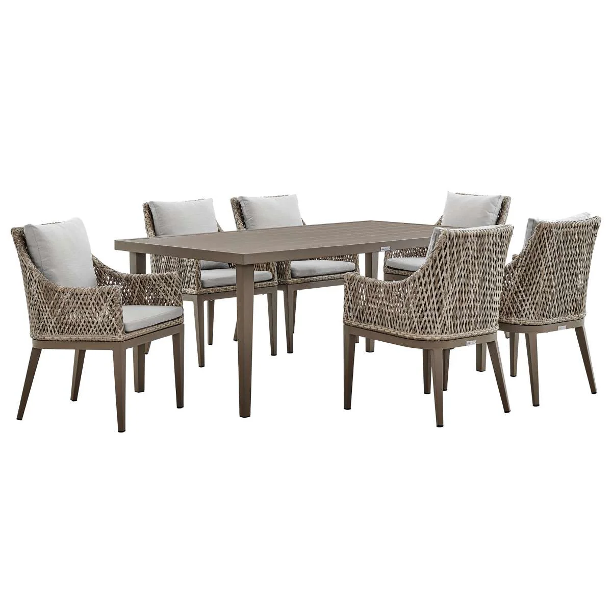 Grenada 7 Piece Gray Aluminum Outdoor Dining Set with Gray Fabric By Armen Living - Image 8